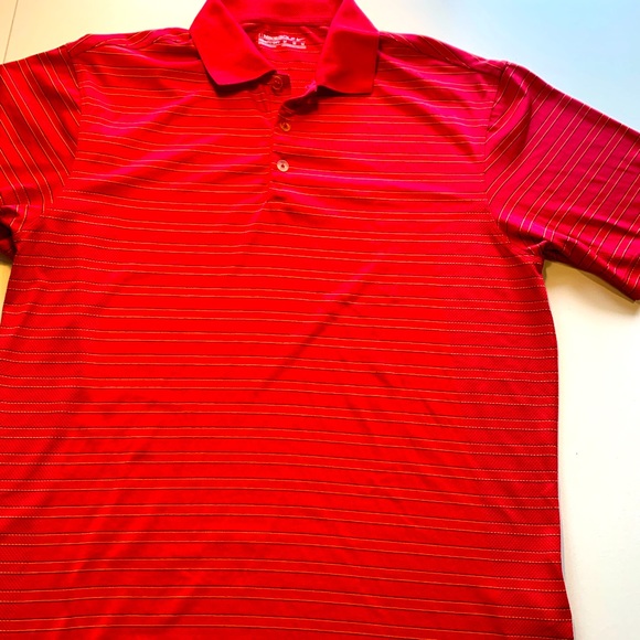 Mens Nike GolfRed Striped Fit Dri polo Medium - Picture 1 of 5